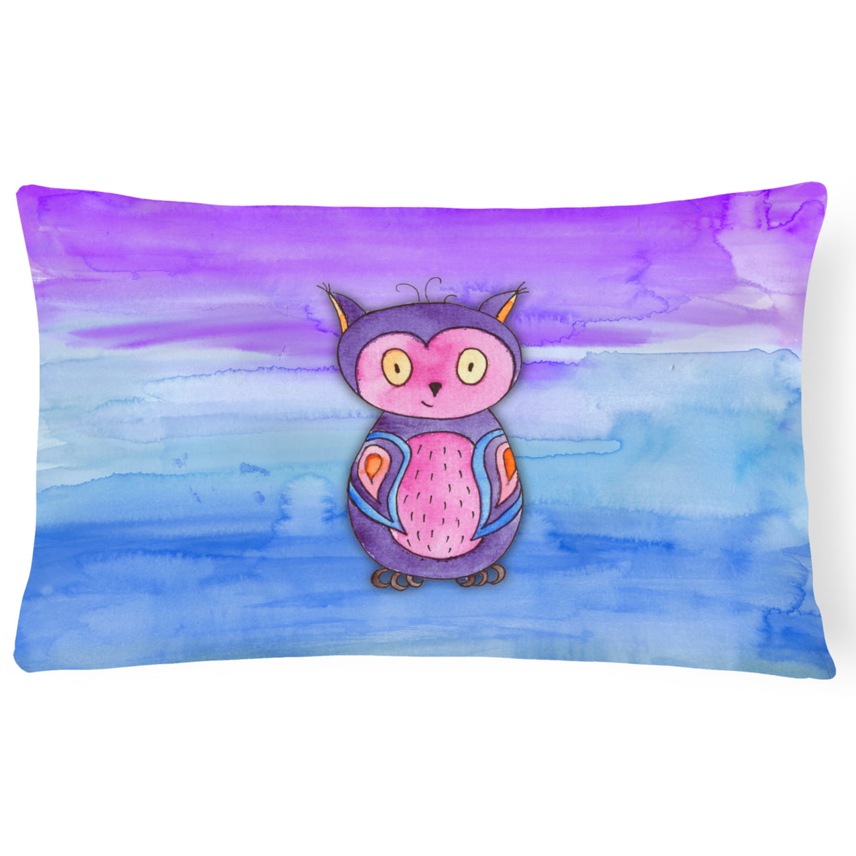 Pink & Purple Owl Watercolor Canvas Fabric Decorative Pillow