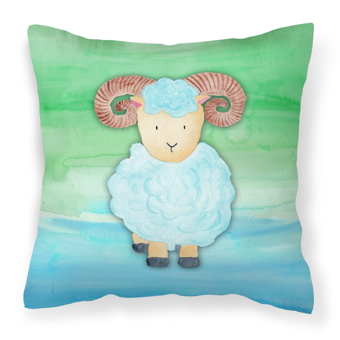 Ram Sheep Watercolor Fabric Decorative Pillow