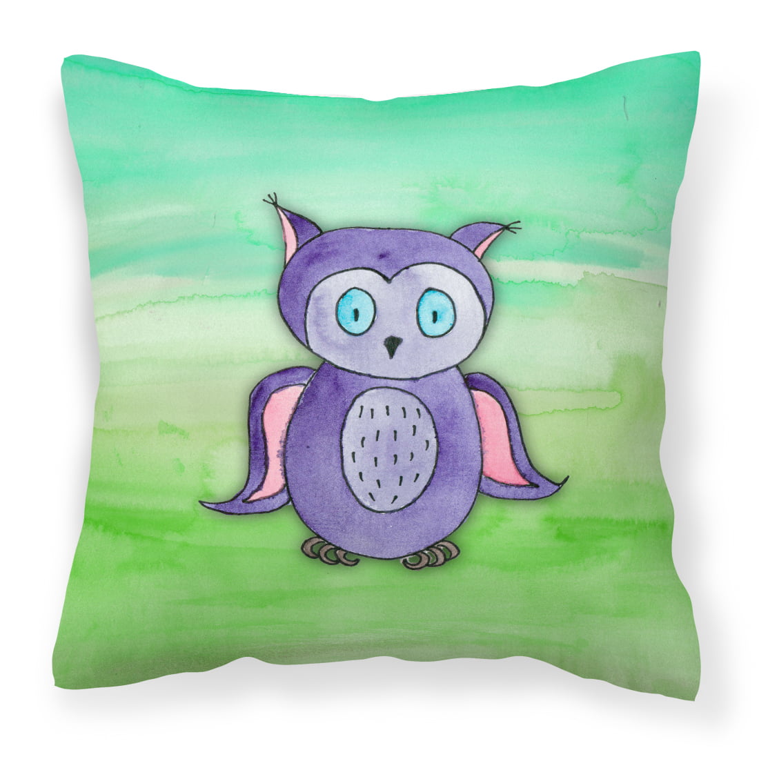 Purple Owl Watercolor Fabric Decorative Pillow