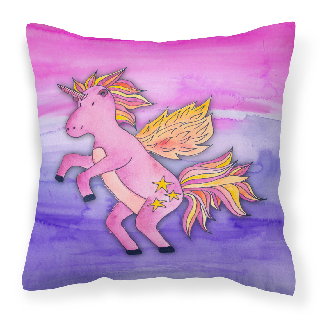 Pink Unicorn Watercolor Fabric Decorative Pillow