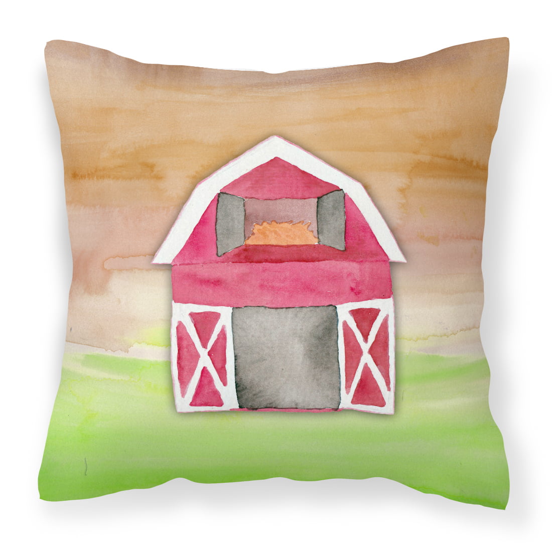 Barn Watercolor Fabric Decorative Pillow