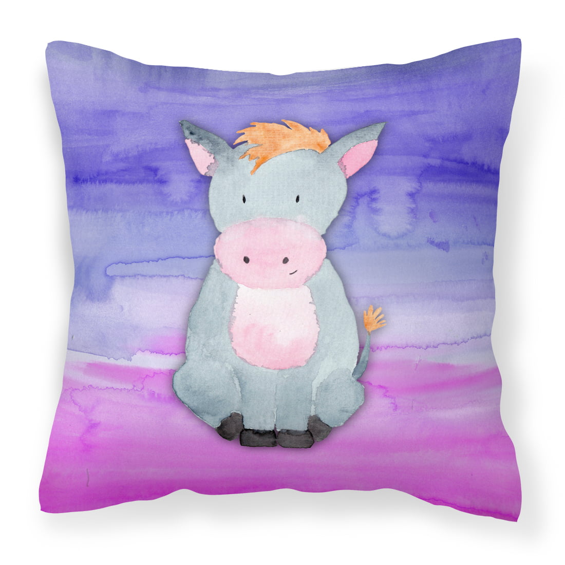 Donkey Watercolor Fabric Decorative Pillow