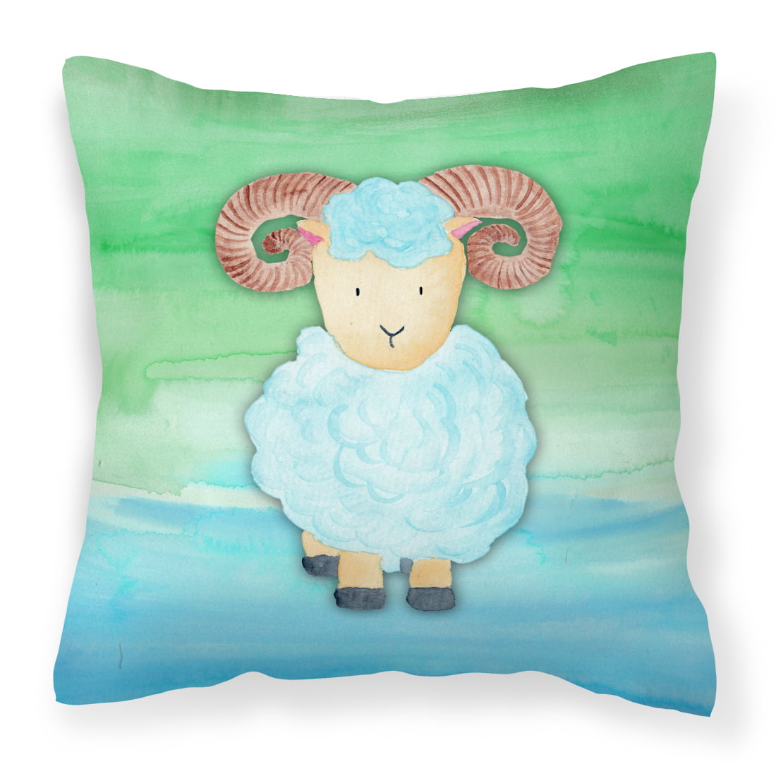 Ram Sheep Watercolor Fabric Decorative Pillow