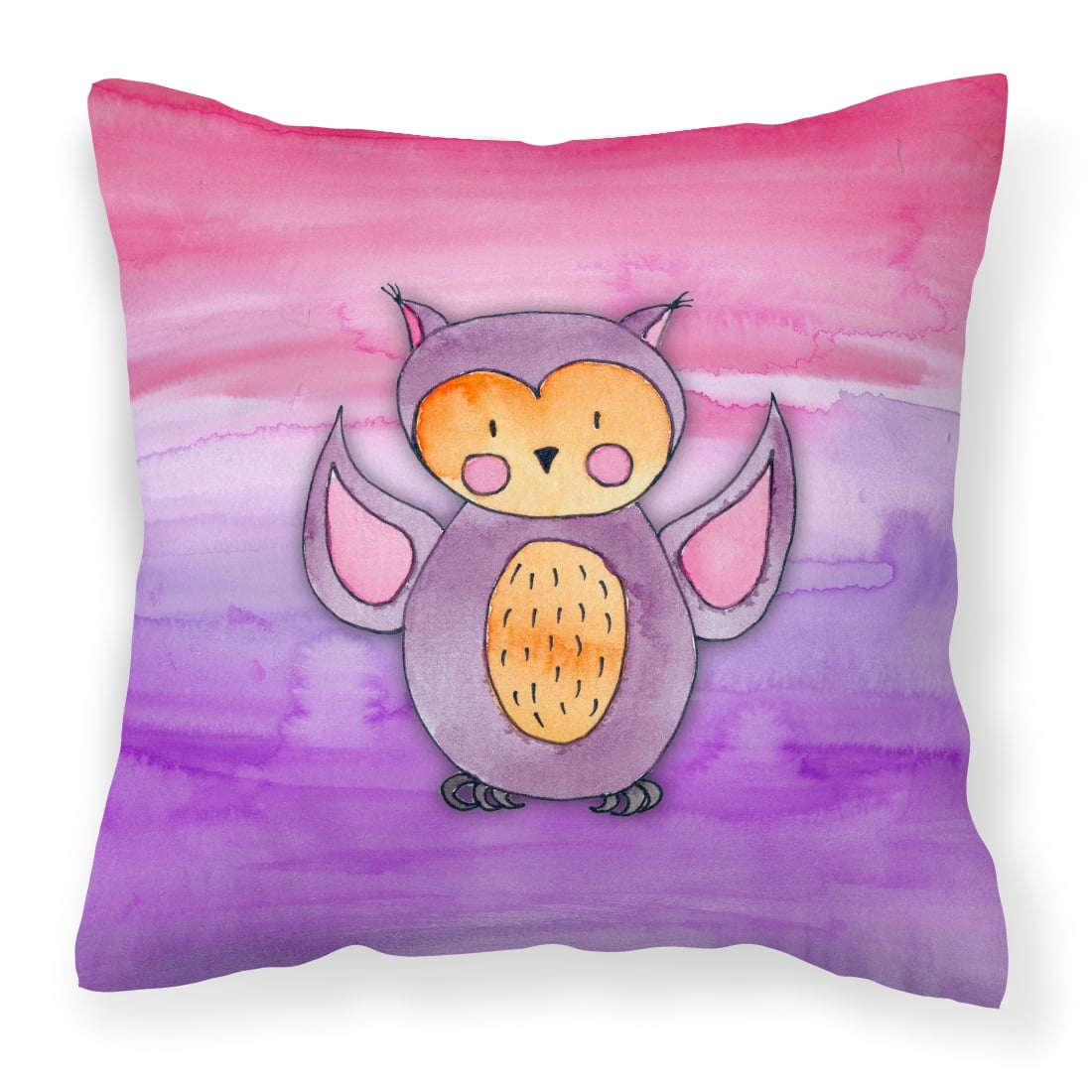 Pink & Purple Owl Watercolor Fabric Decorative Pillow