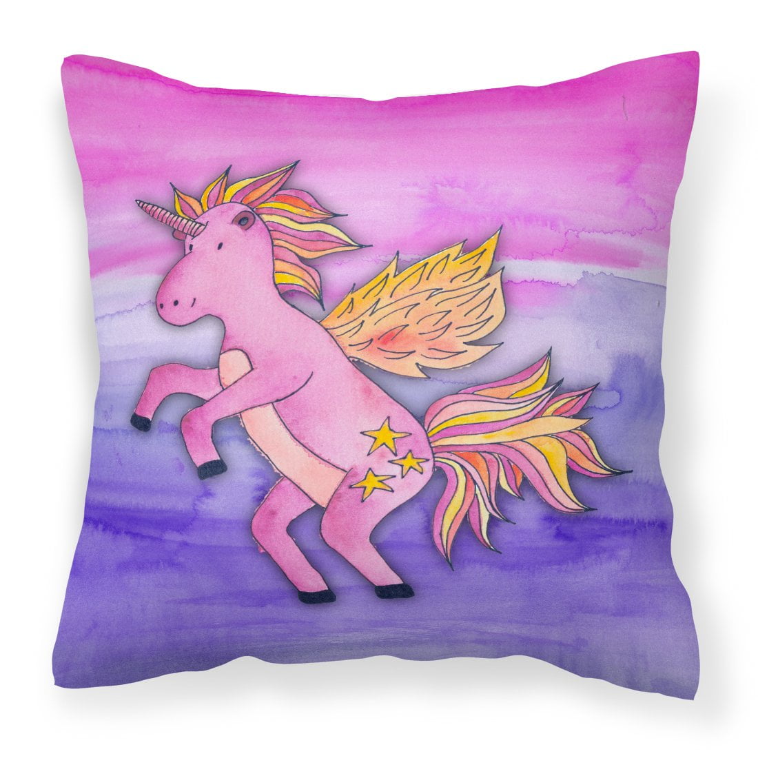 Picture of Carolines Treasures BB7432PW1818 Pink Unicorn Watercolor Fabric Decorative Pillow