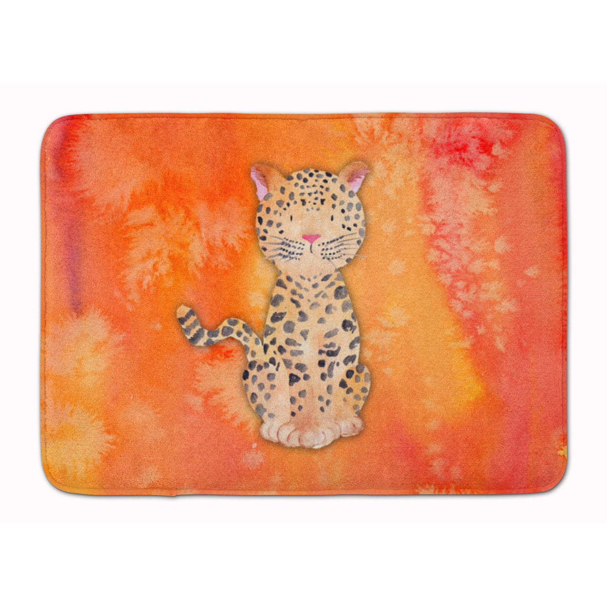 BB7396RUG Leopard Watercolor Machine Washable Memory Foam Mat