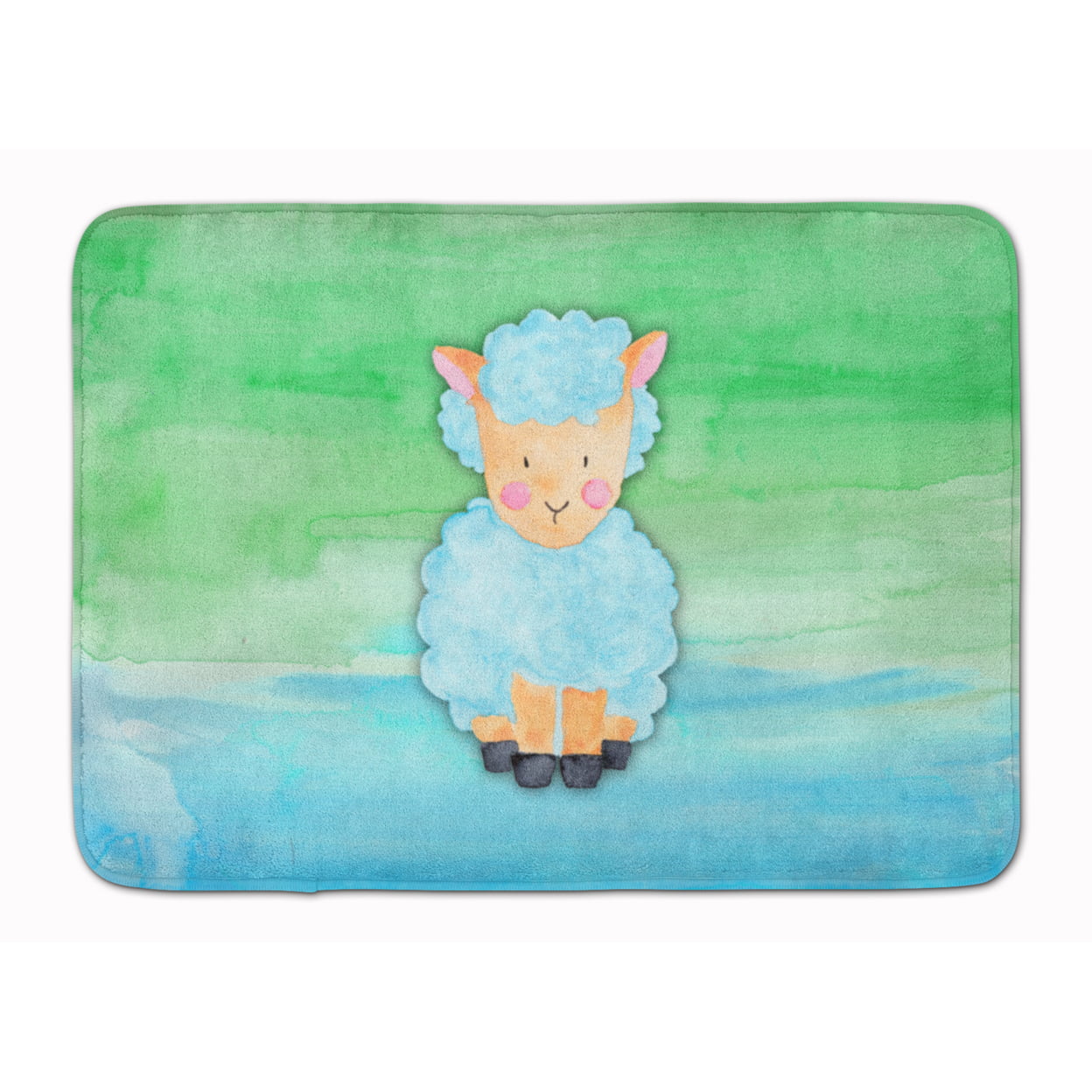 BB7414RUG Sheep Lamb Watercolor Machine Washable Memory Foam Mat