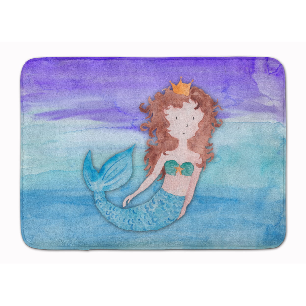Picture of Carolines Treasures BB7422RUG Brunette Mermaid Watercolor Machine Washable Memory Foam Mat