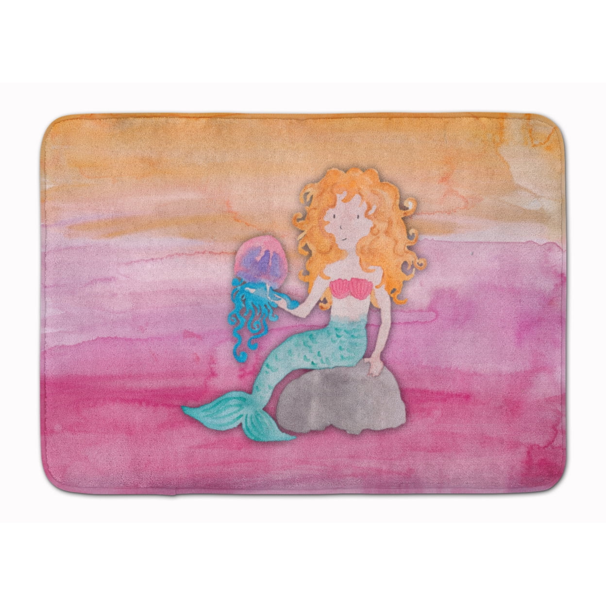 Blonde Mermaid Watercolor Machine Washable Memory Foam Mat