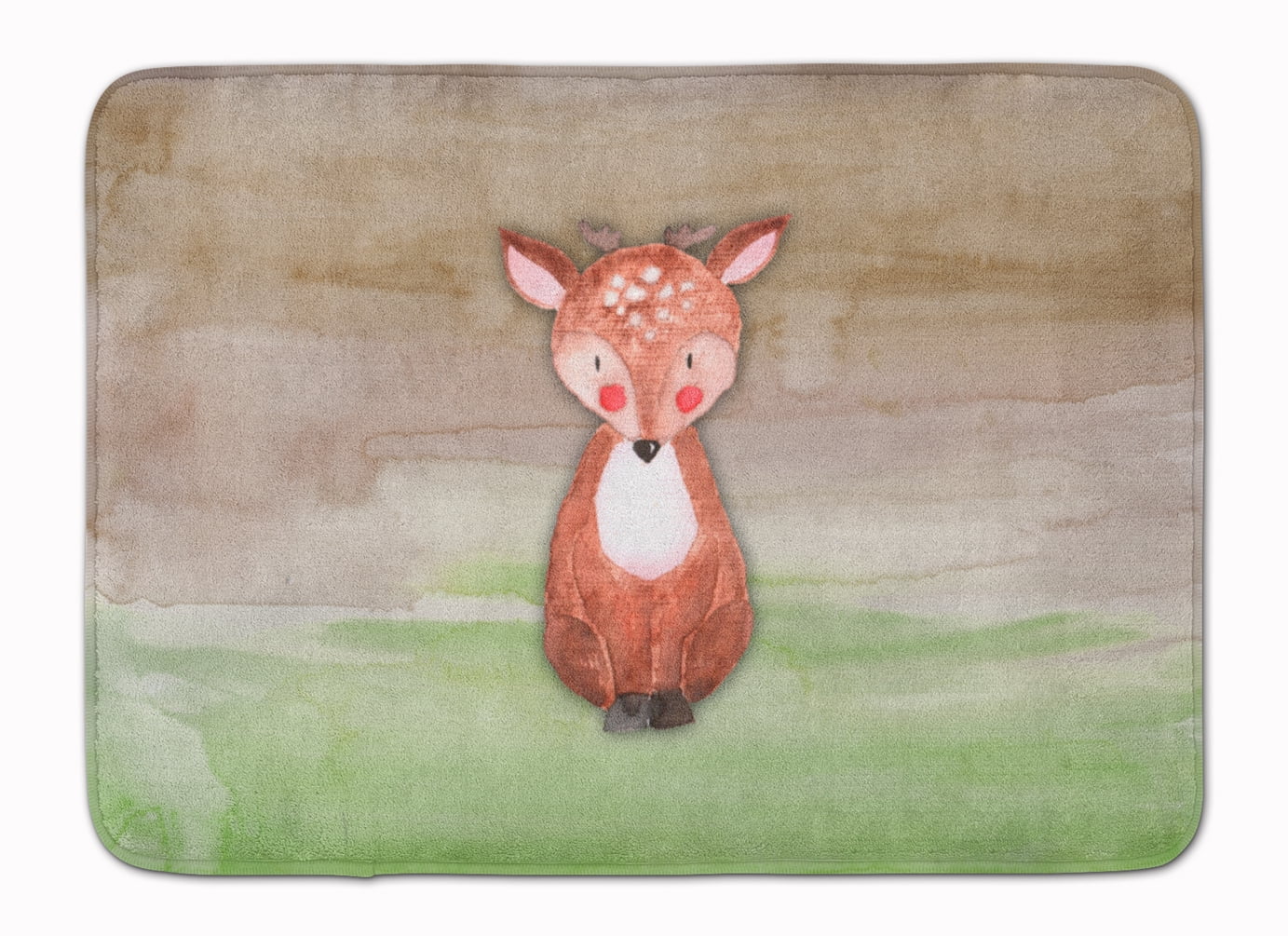 BB7442RUG Baby Deer Watercolor Machine Washable Memory Foam Mat