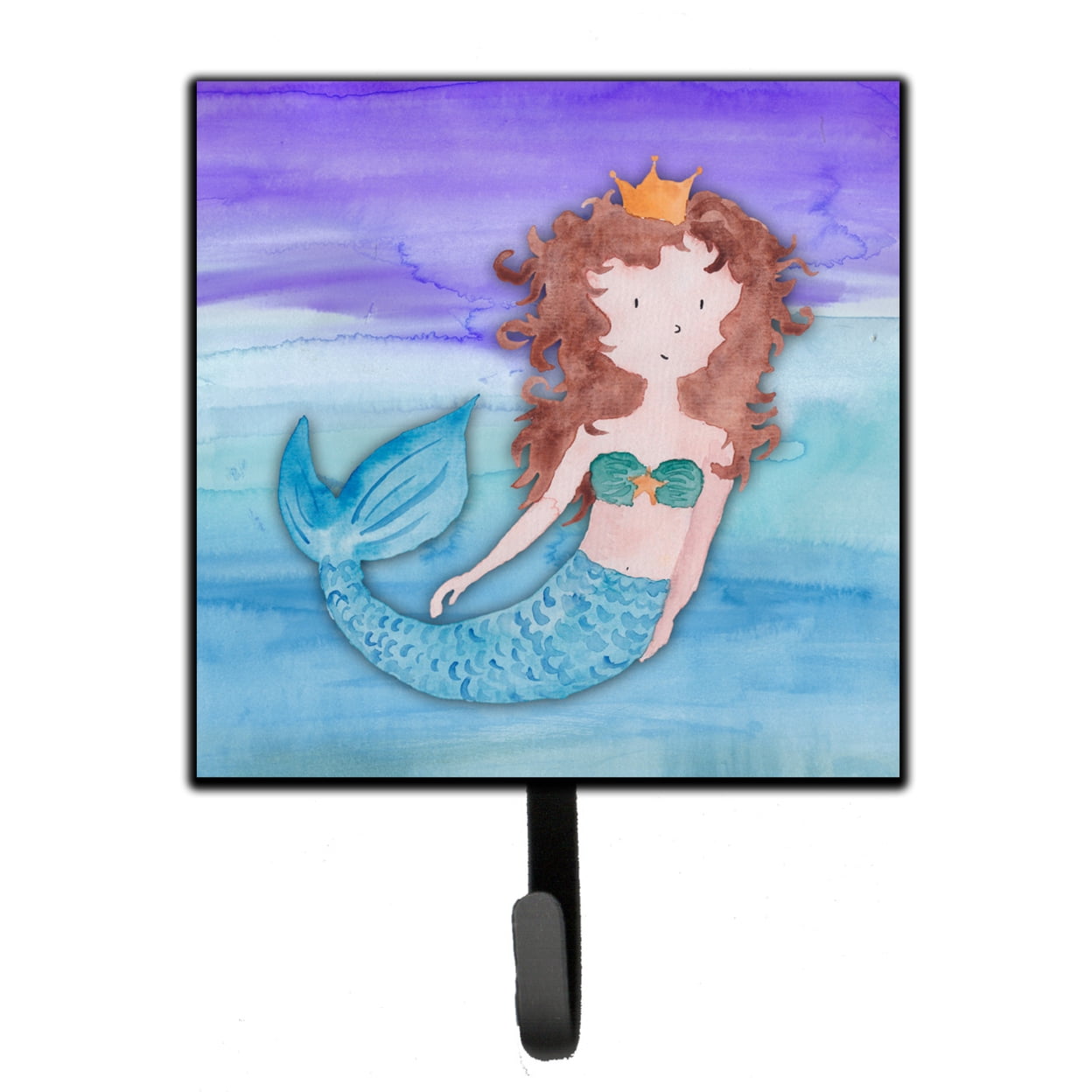 Brunette Mermaid Watercolor Leash or Key Holder