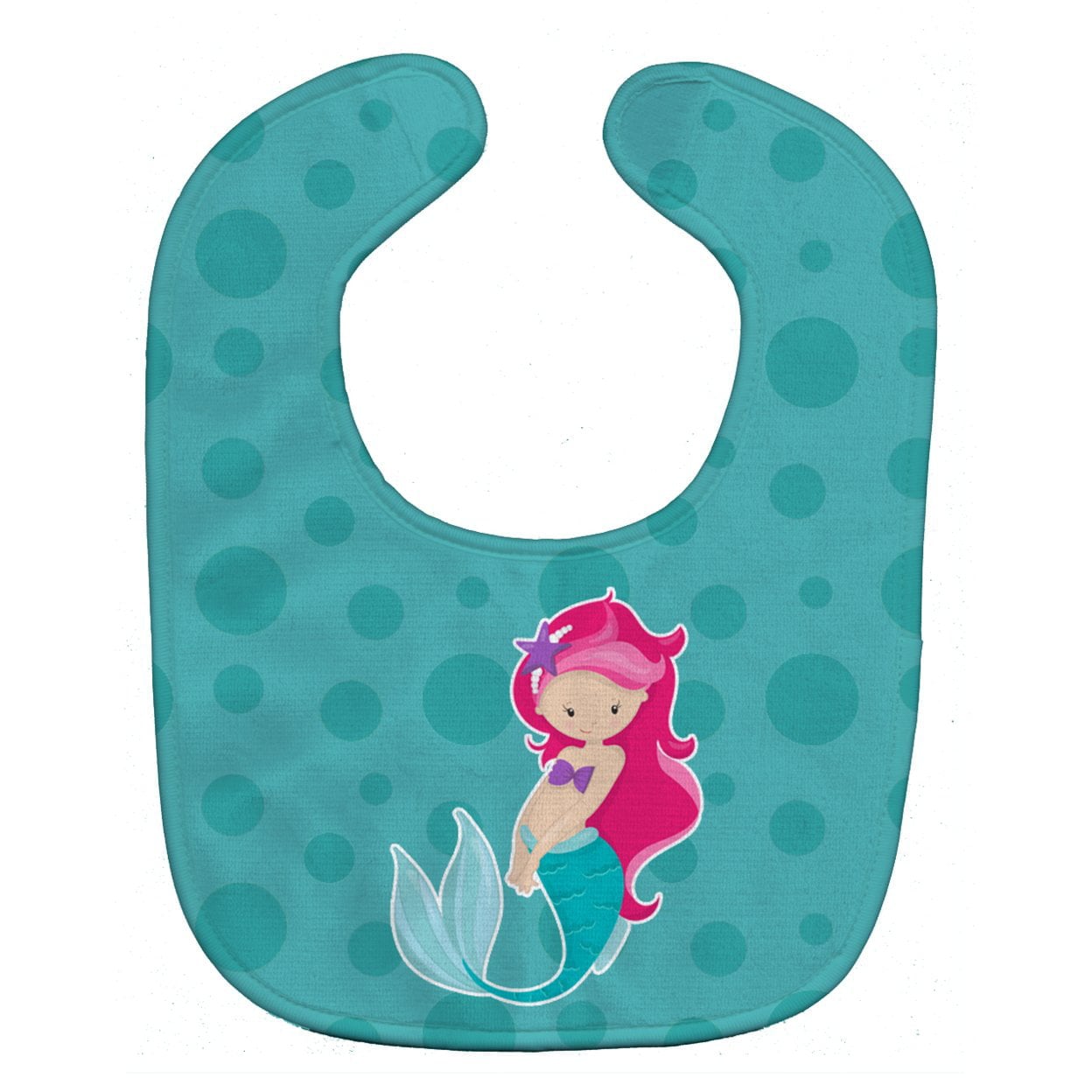 Beach Mermaid Pink Hair Baby Bib