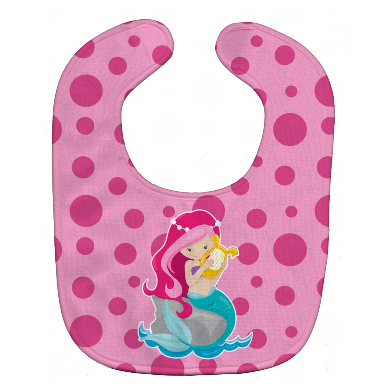 Beach Mermaid Pink Hair Baby Bib