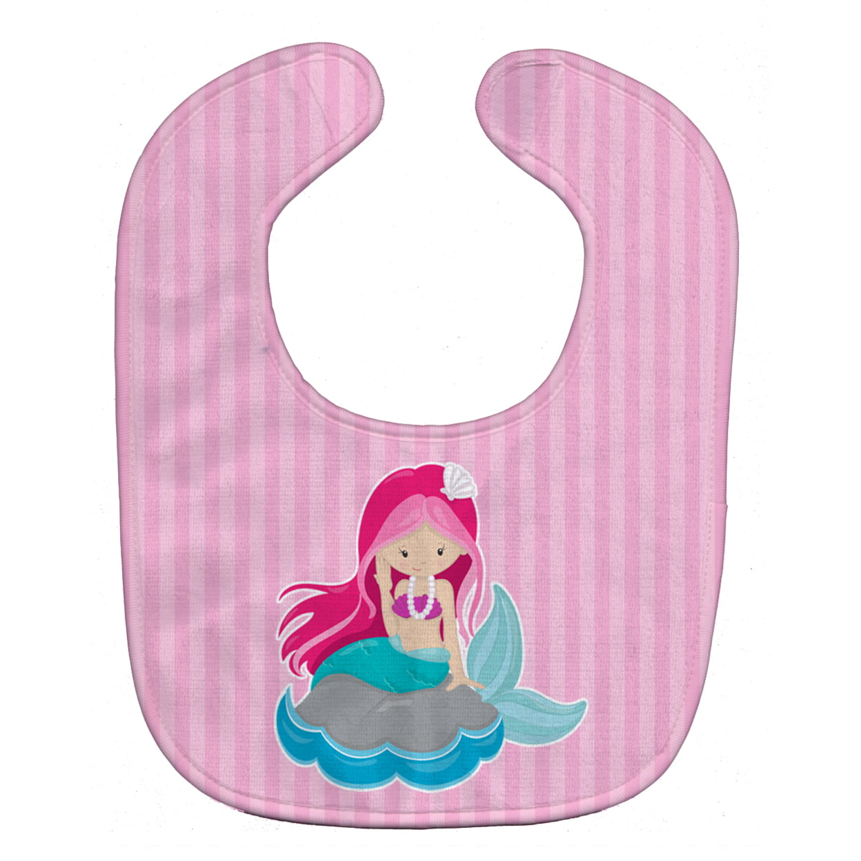 Beach Mermaid Pink Hair Baby Bib
