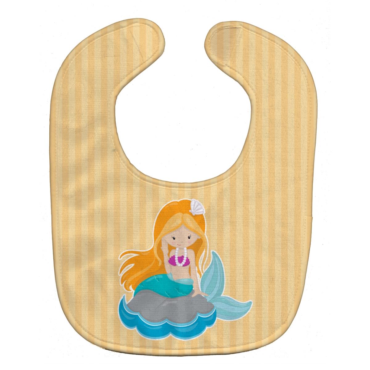 BB8834BIB Beach Mermaid Ginger Hair Baby Bib