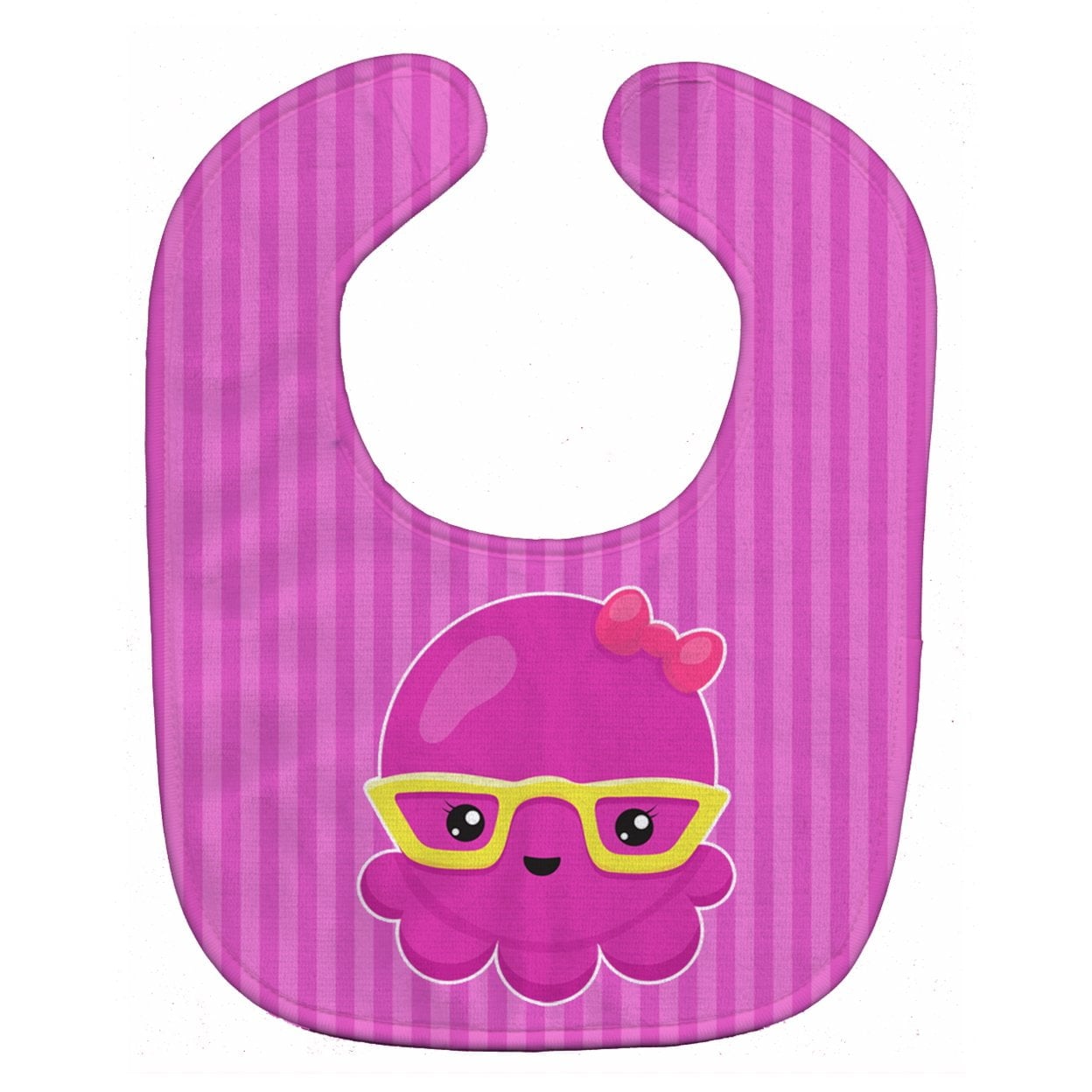 Nautical Pink Octopus With Glasses Baby Bib