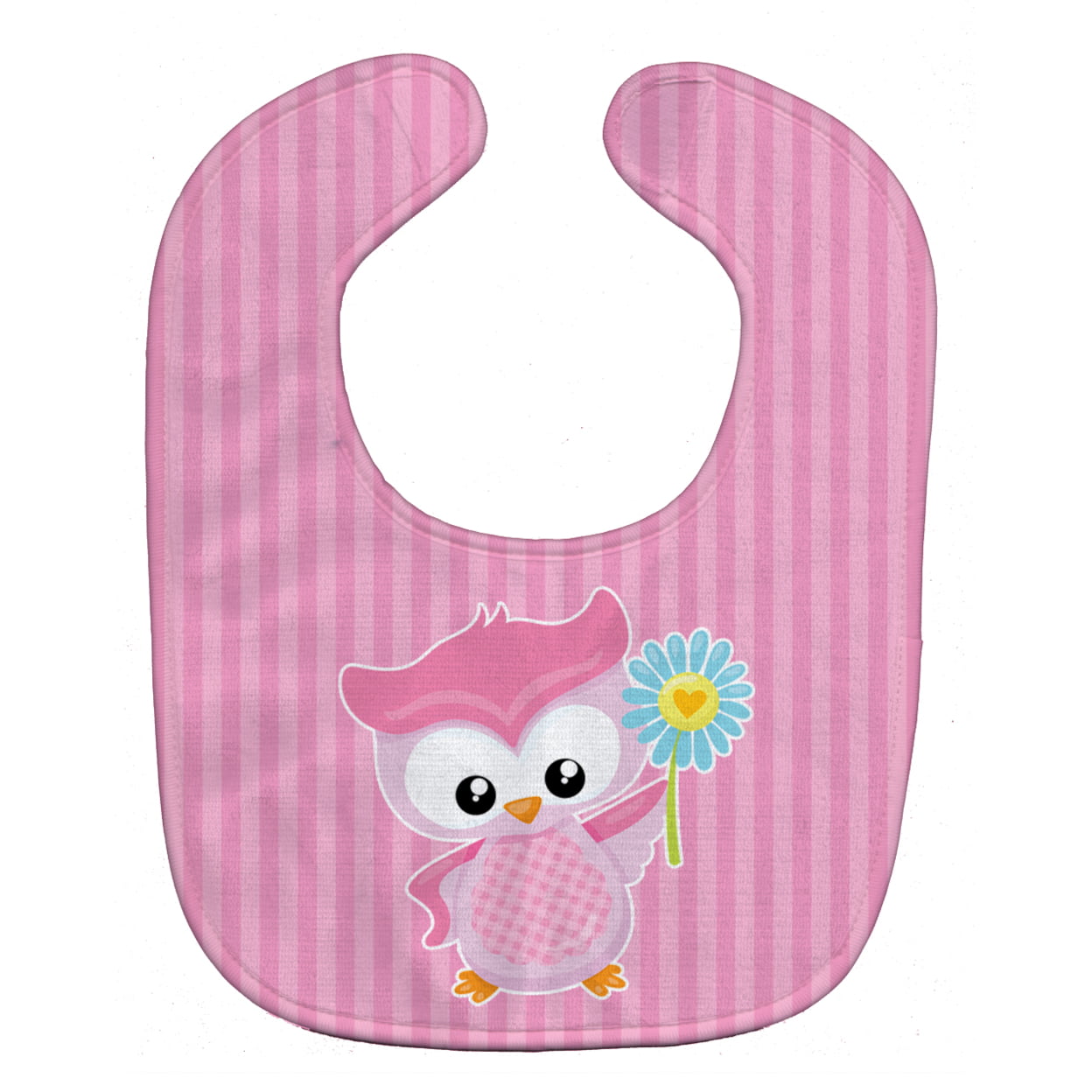 Girl Bird With Flower Pink Baby Bib