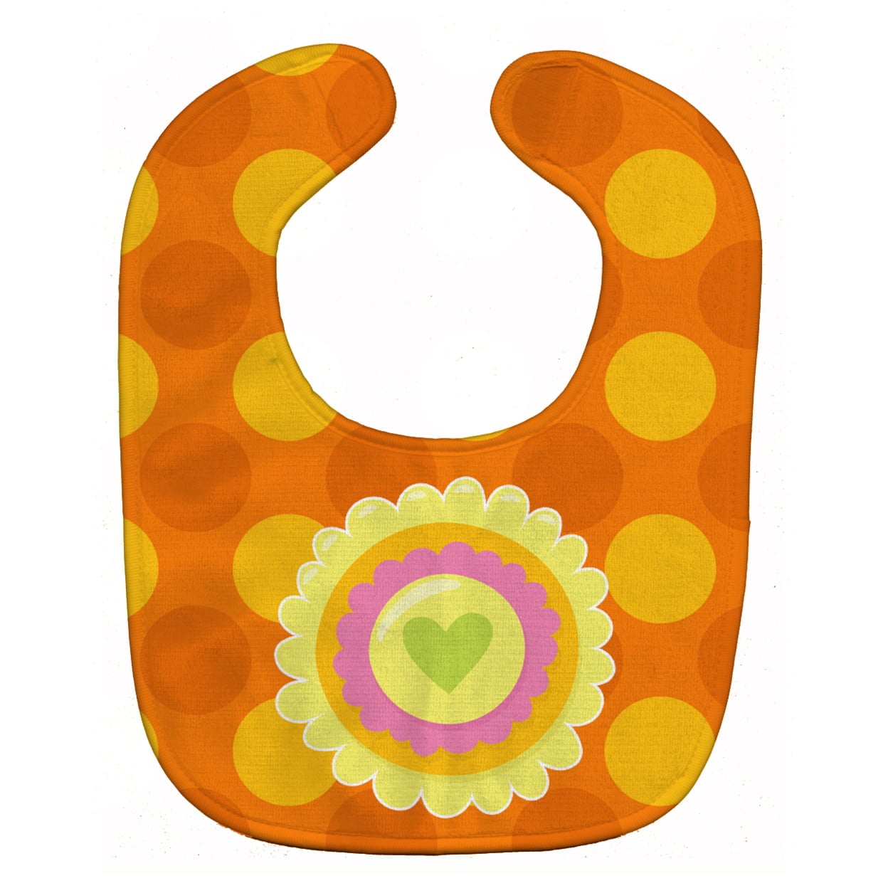 Heart Flower Orange Baby Bib