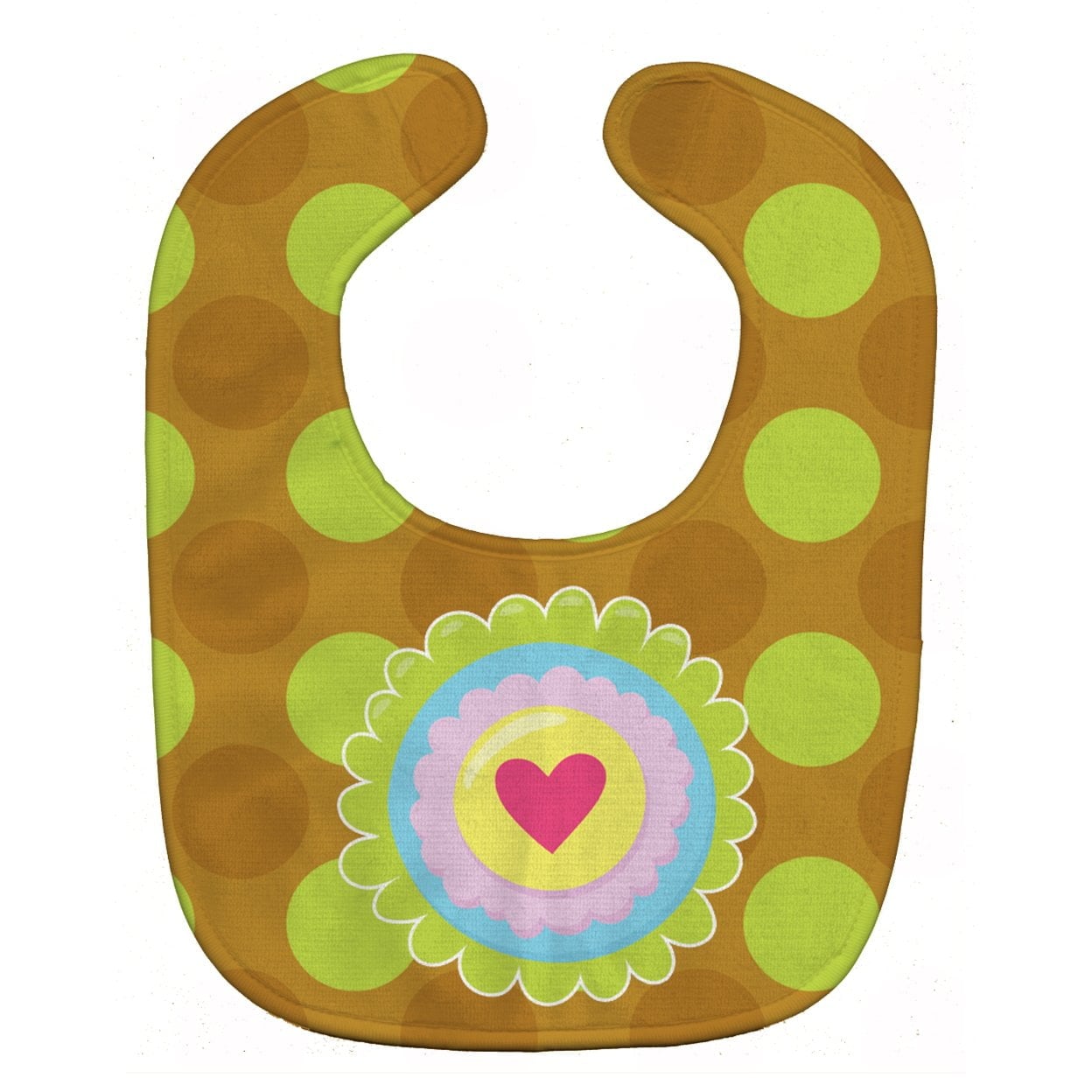 Heart Flower Green Baby Bib