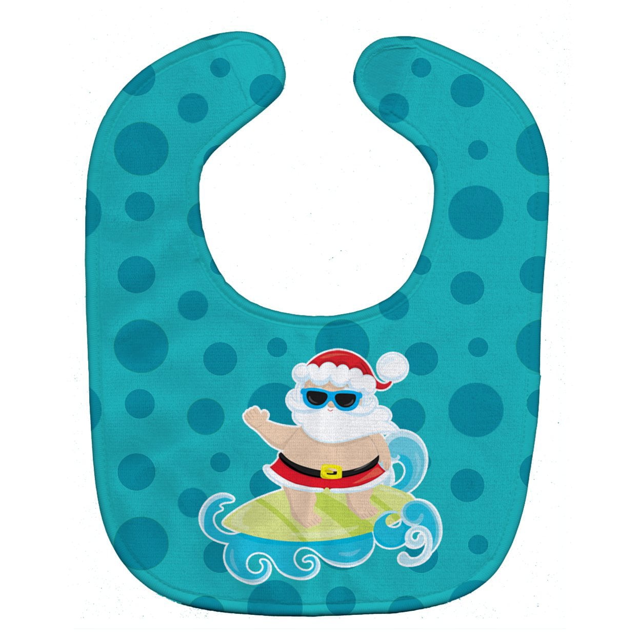 Beach Santa Claus Surfer Baby Bib