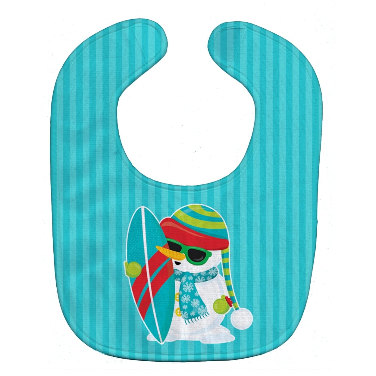 Beach Snowman Surfer Baby Bib