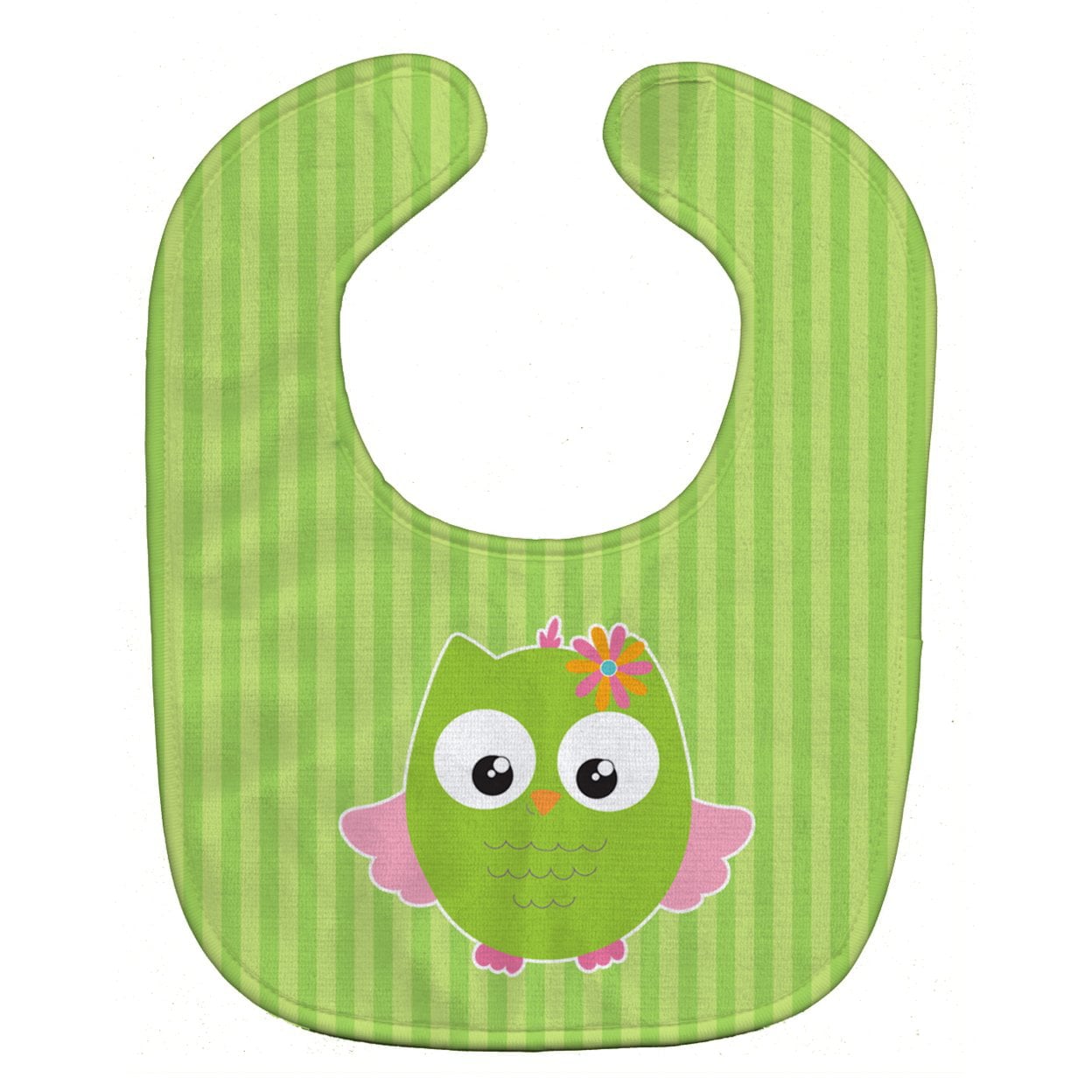 Owl & Green Stripes Baby Bib