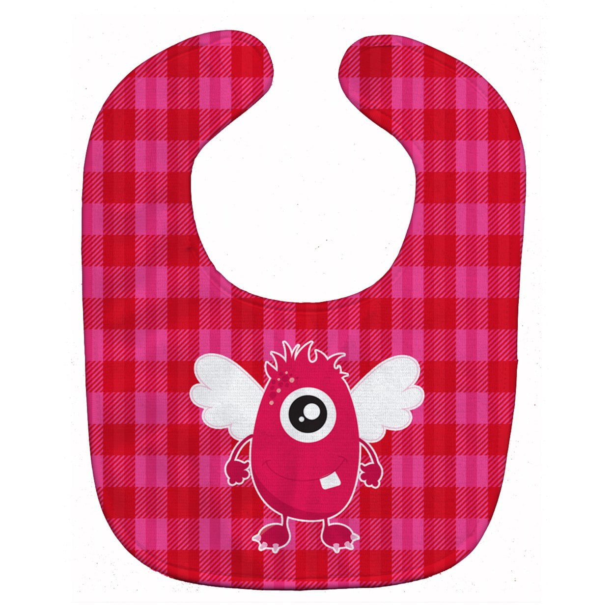 Monster Angel on Plaid Baby Bib
