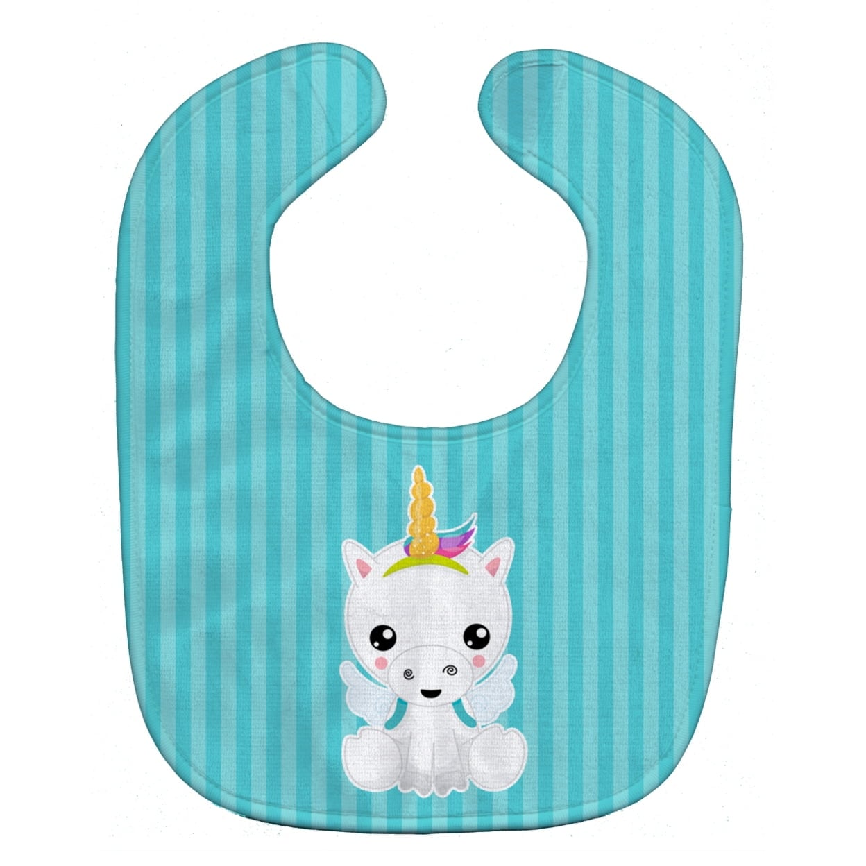 Unicorn on Blue Stripes Baby Bib