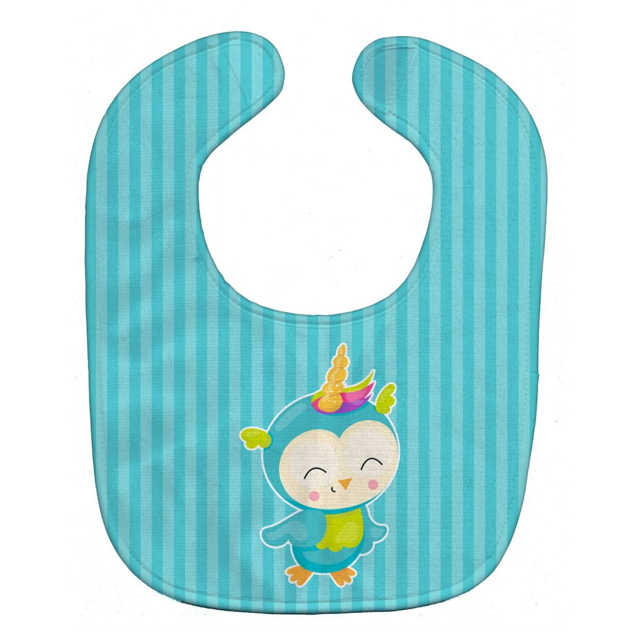 Bird Unicorn on Blue Stripes Baby Bib