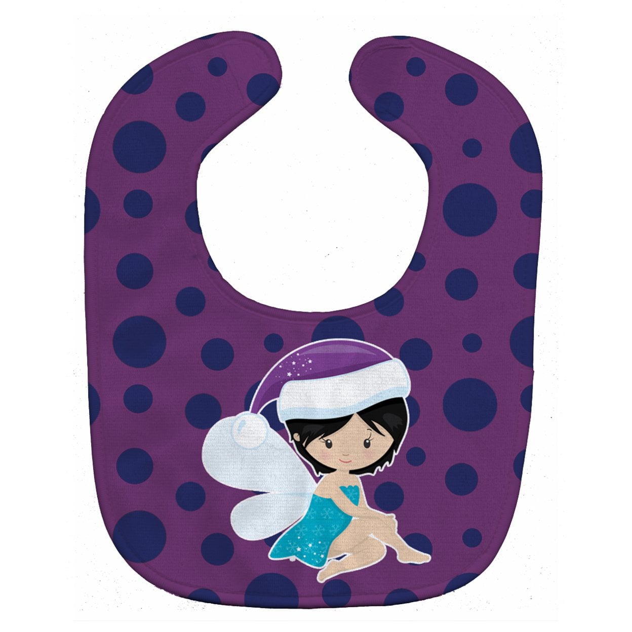 Black Haired Christmas Fairy Baby Bib