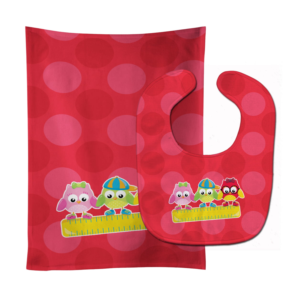 Back to School Birds Baby Bib & Burp Cloth