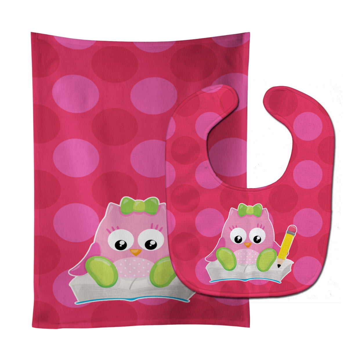 BB9029STBU Back to School Girl Bird Baby Bib & Burp Cloth
