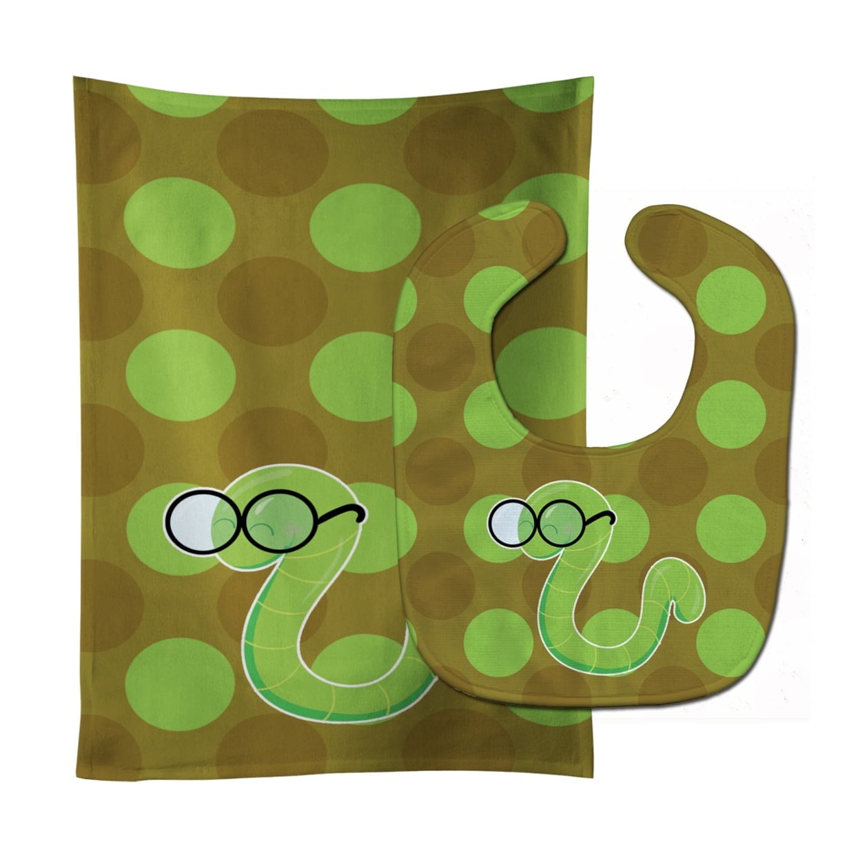 Back to School Worm Baby Bib & Burp Cloth