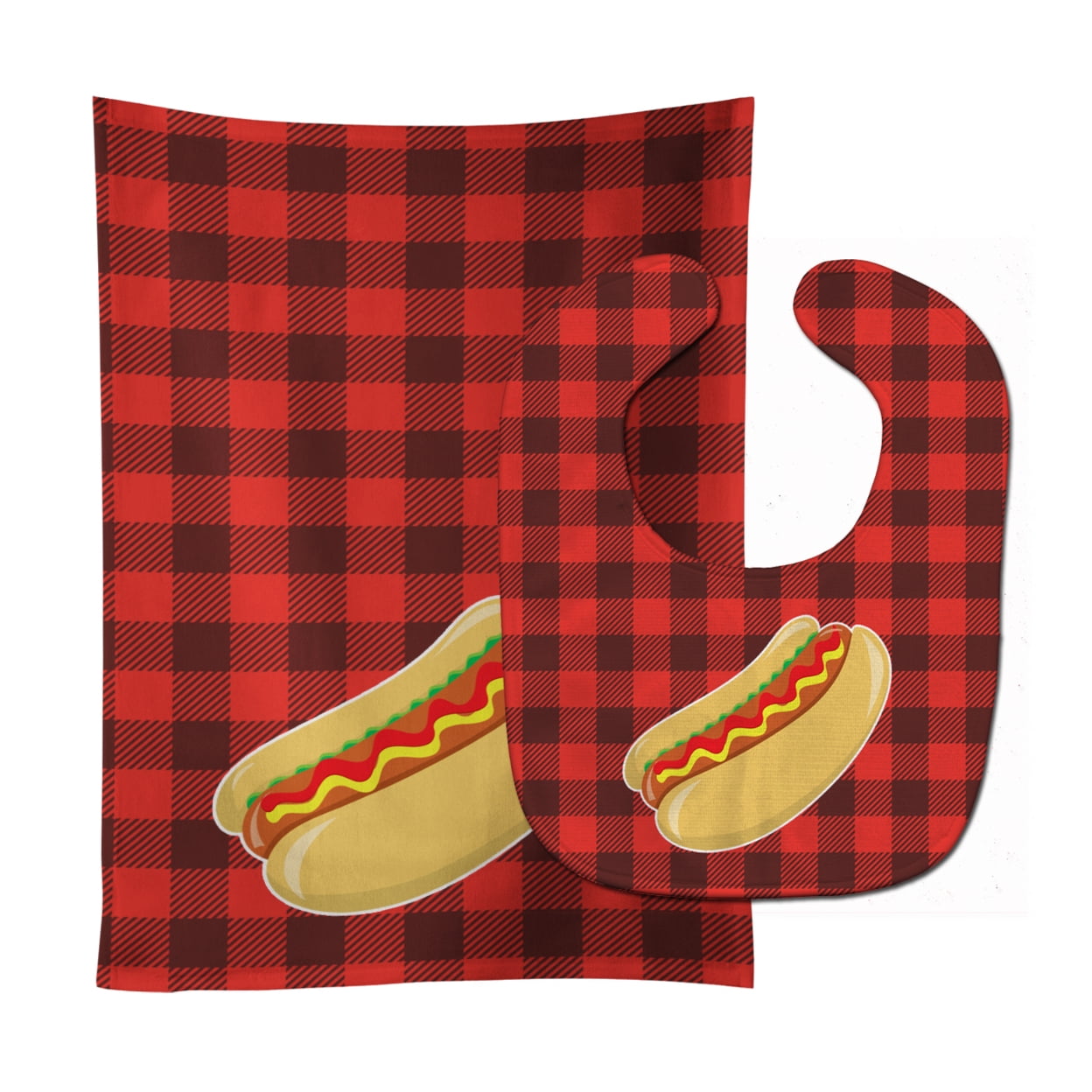 Backyard BBQ Hot Dog Baby Bib & Burp Cloth
