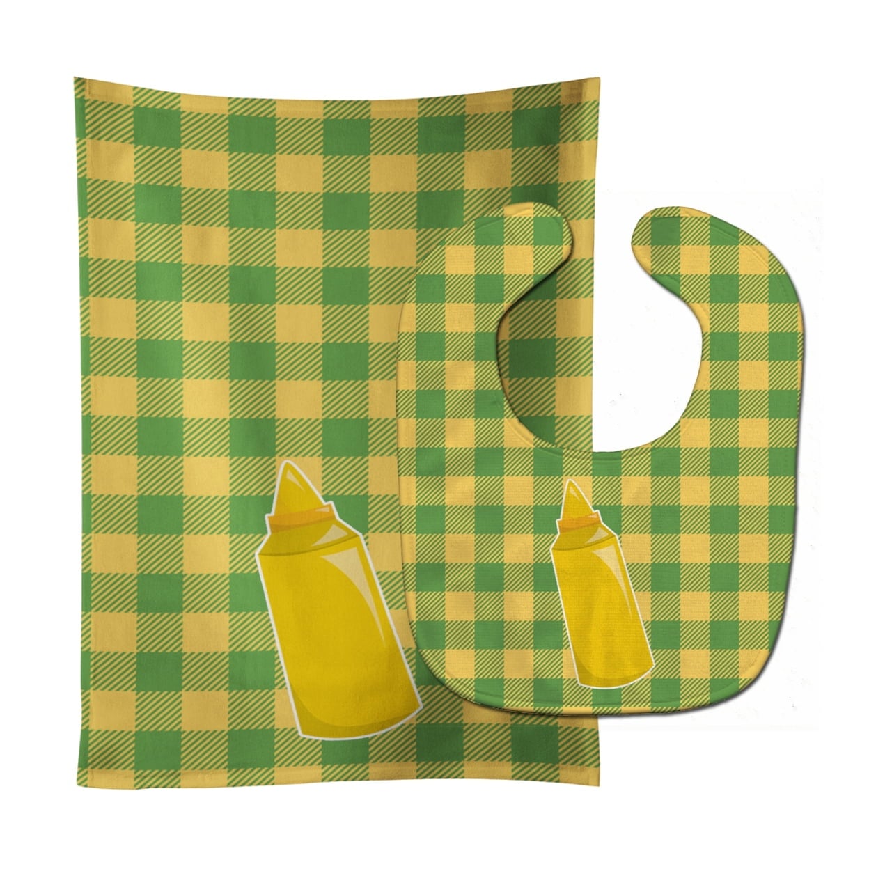 Backyard BBQ Mustard Baby Bib & Burp Cloth