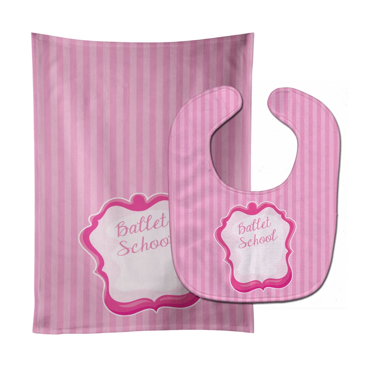 Ballet School on Stripes Baby Bib & Burp Cloth