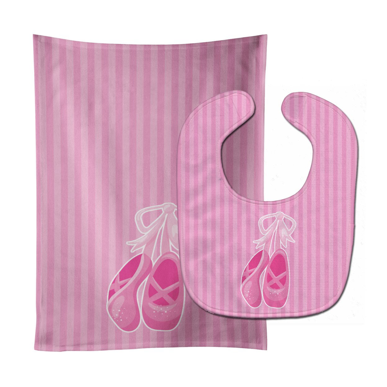 Ballet Shoes on Stripes Baby Bib & Burp Cloth