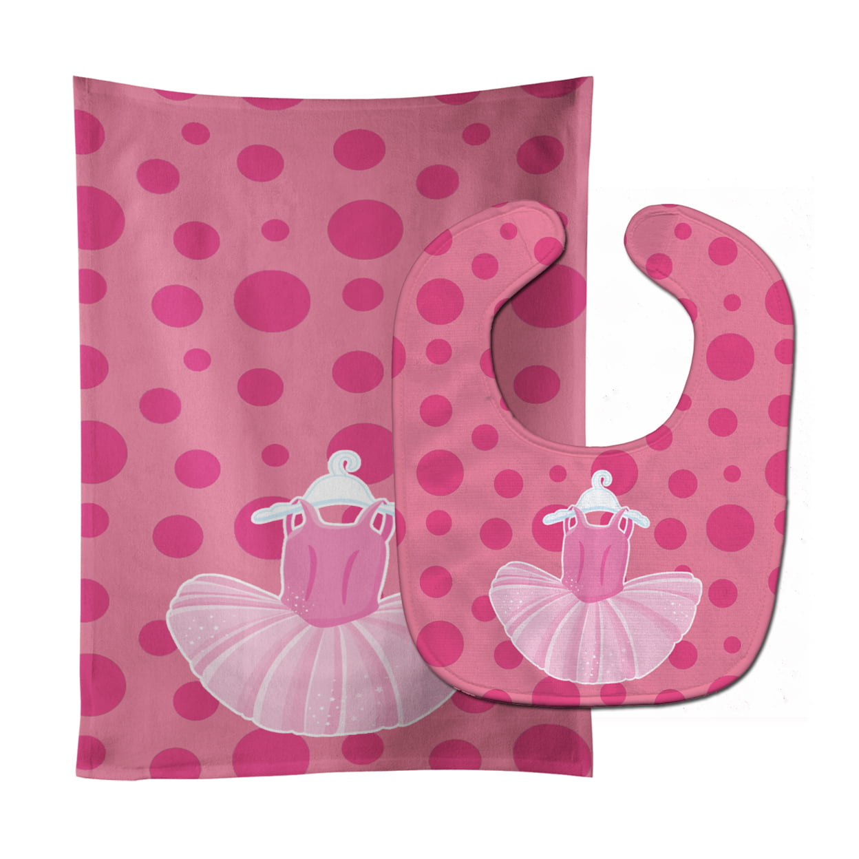 Ballet Tutu on Polka Dots Baby Bib & Burp Cloth