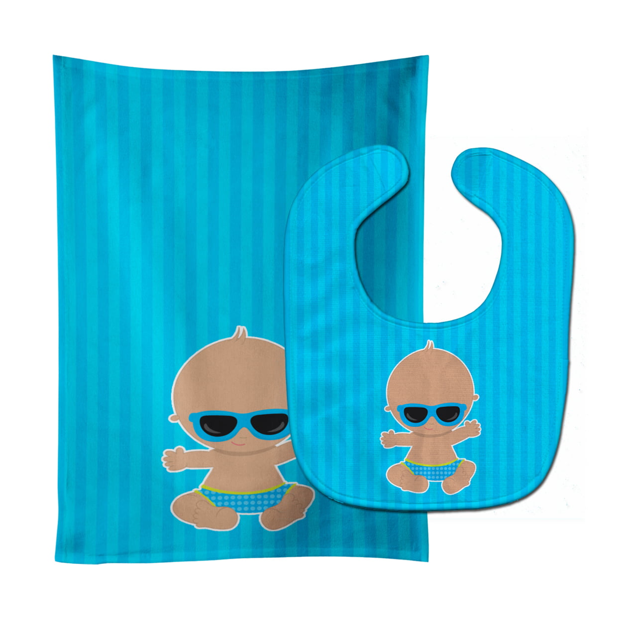 Beach Baby Boy Sunglasses Baby Bib & Burp Cloth