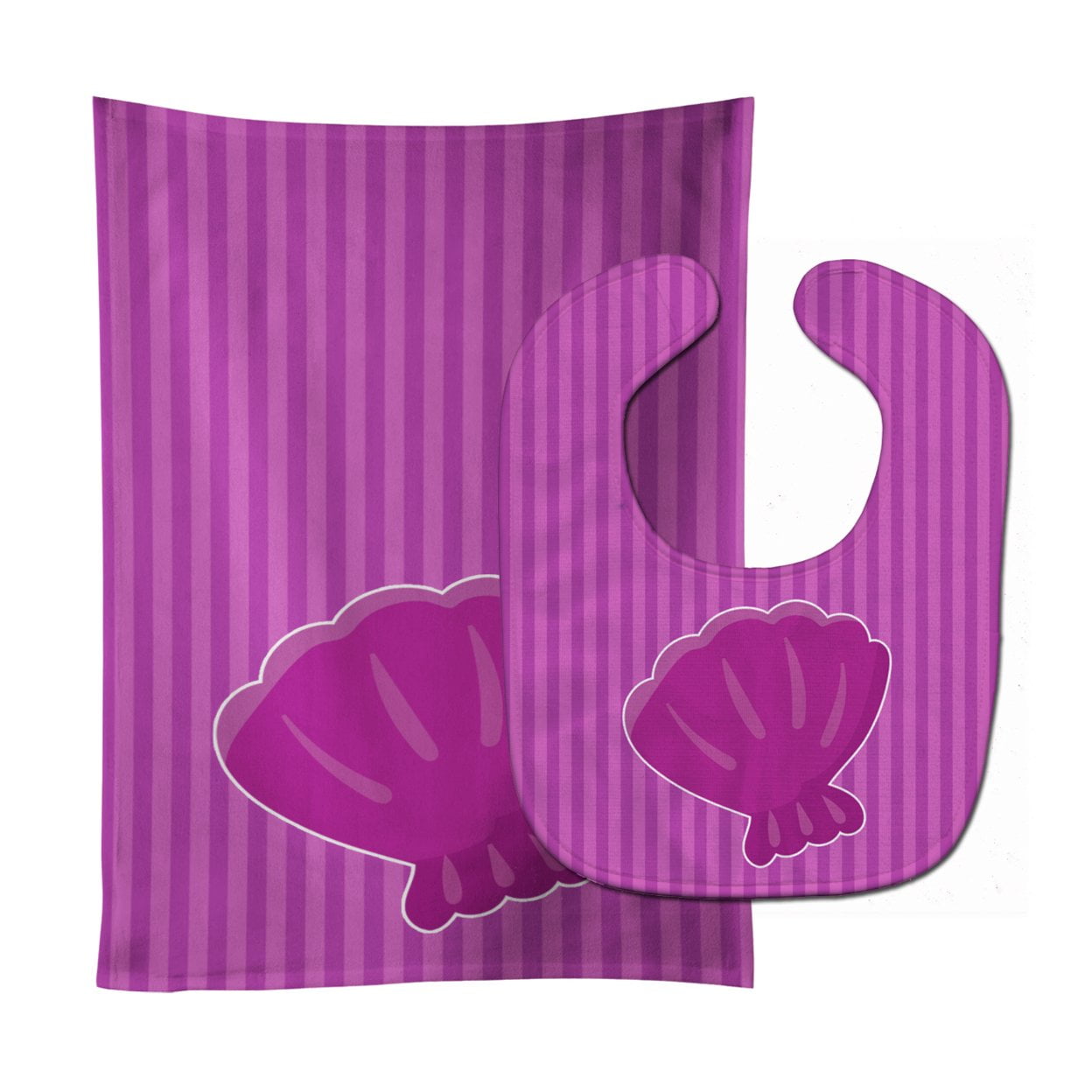 Beach Baby Girl Shell Baby Bib & Burp Cloth