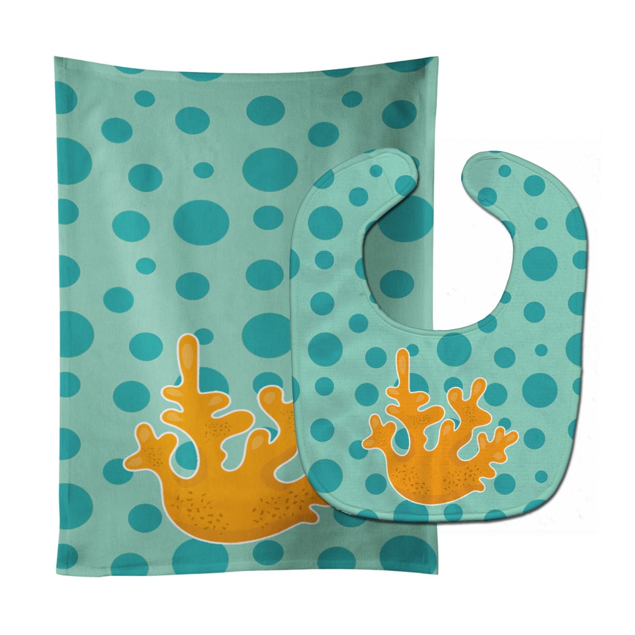 Beach Coral Baby Bib & Burp Cloth