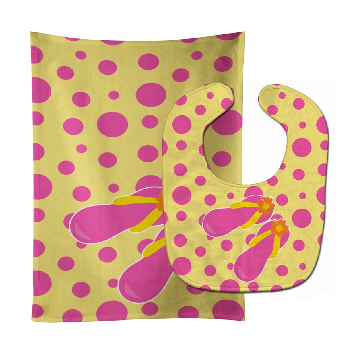 Beach Pink Flip Flops Baby Bib & Burp Cloth