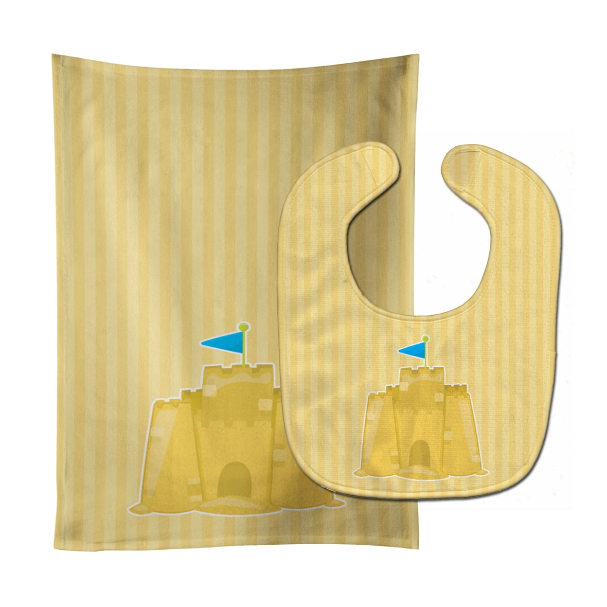 Beach Sand Castle Baby Bib & Burp Cloth
