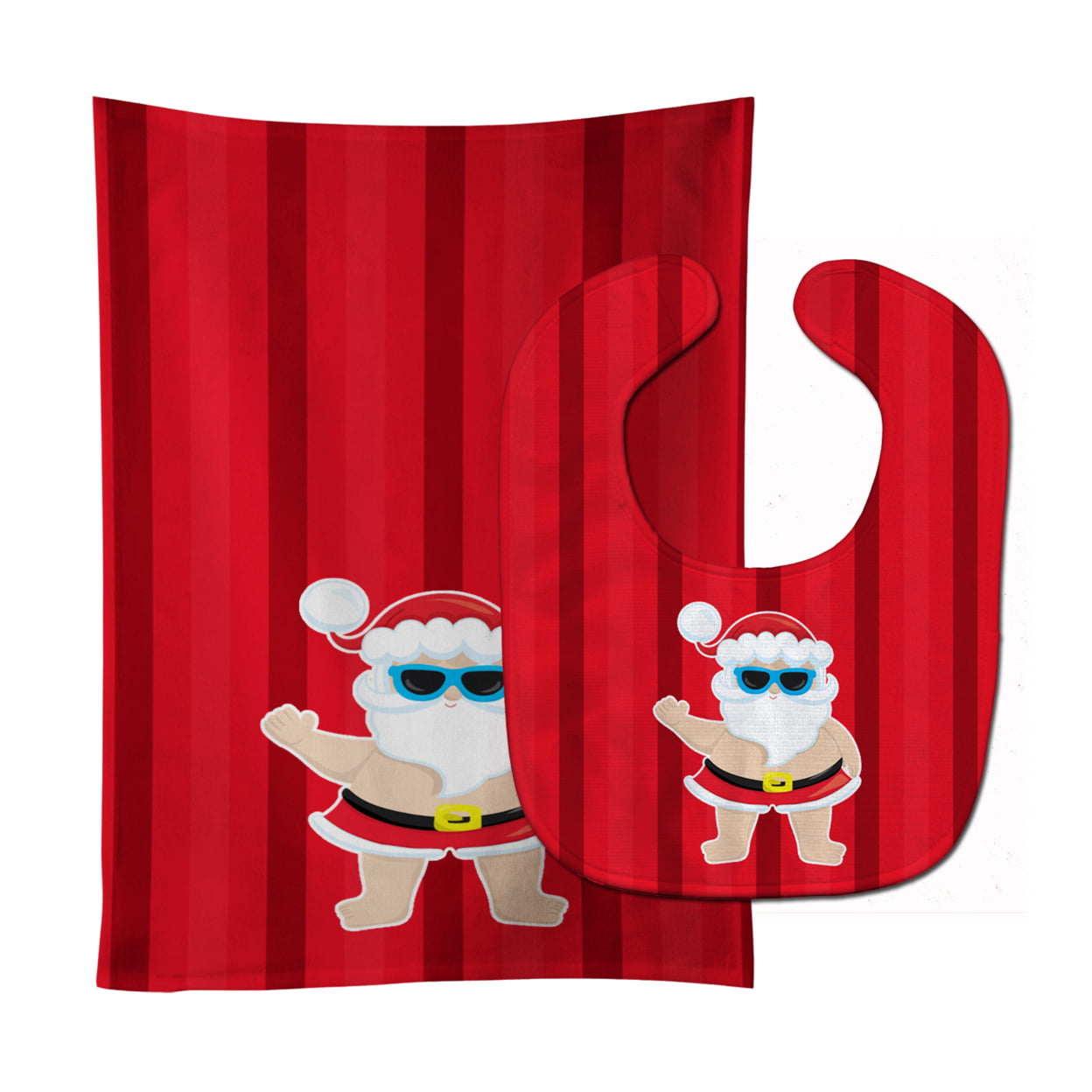 Beach Santa Claus No.3 Baby Bib & Burp Cloth