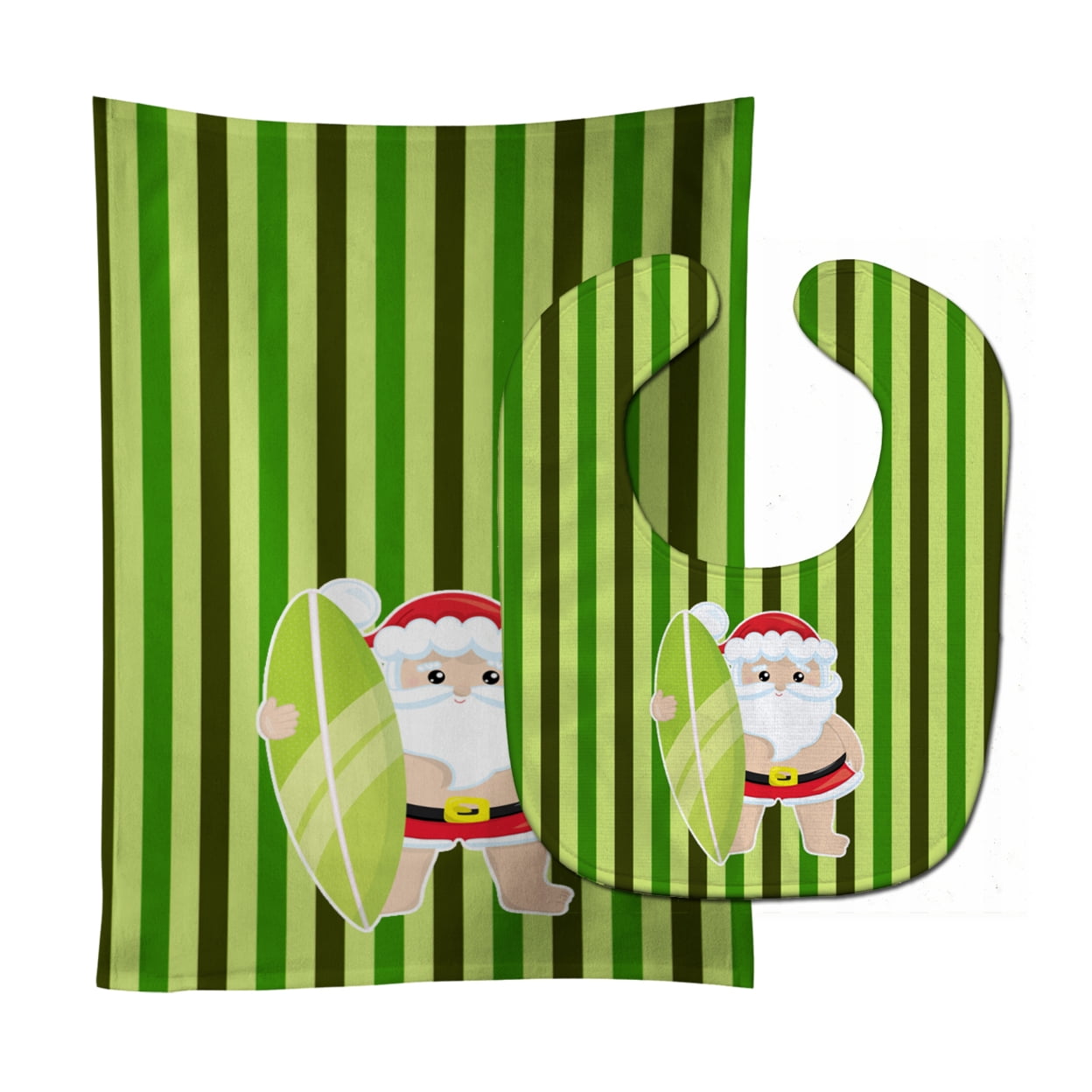 Beach Santa Claus No.6 Baby Bib & Burp Cloth
