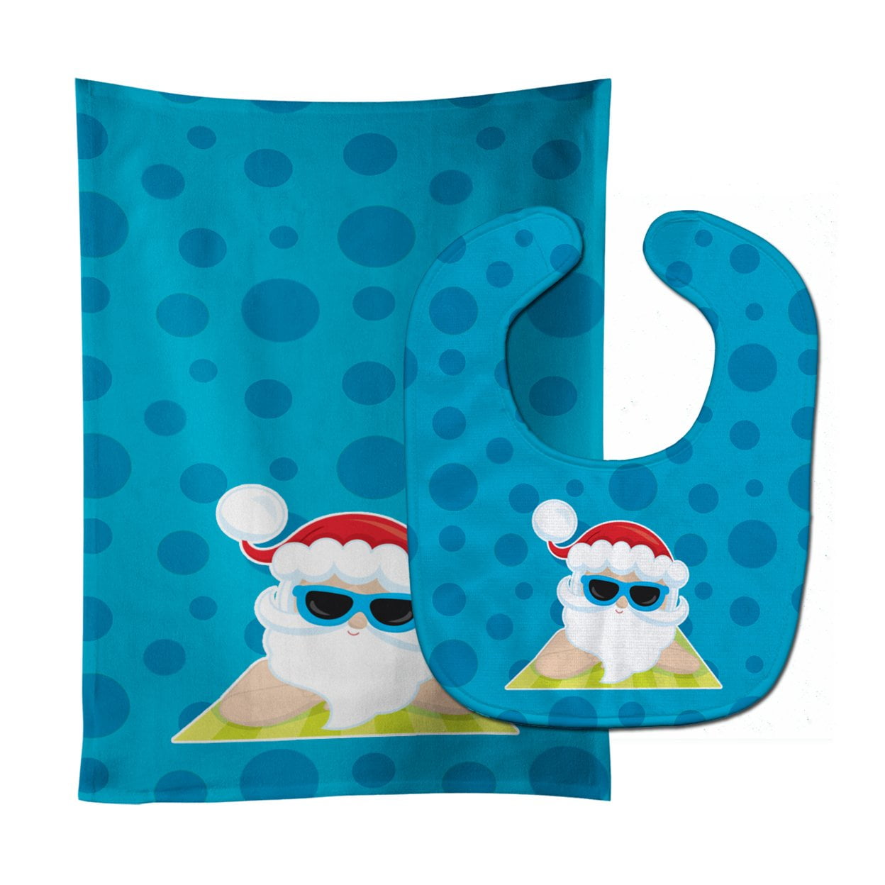 Beach Santa Claus No.7 Baby Bib & Burp Cloth