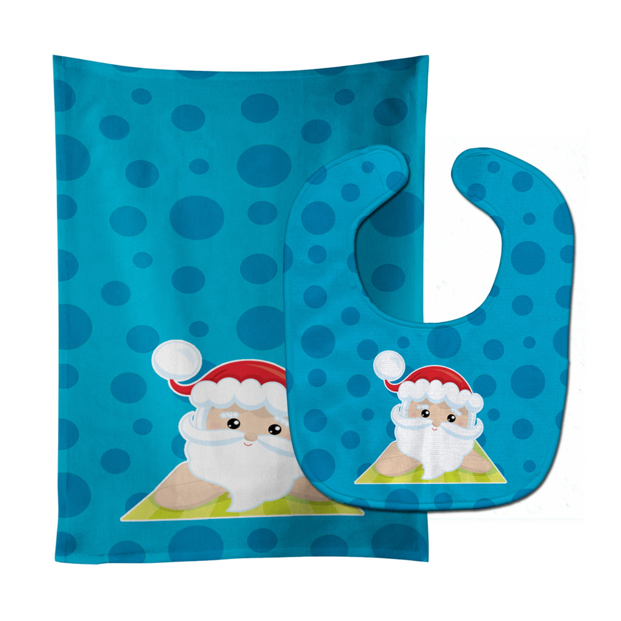Beach Santa Claus No.8 Baby Bib & Burp Cloth