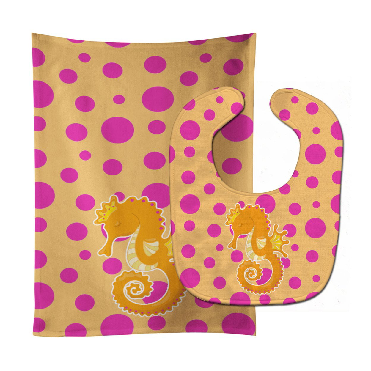 Beach Seahorse Baby Bib & Burp Cloth