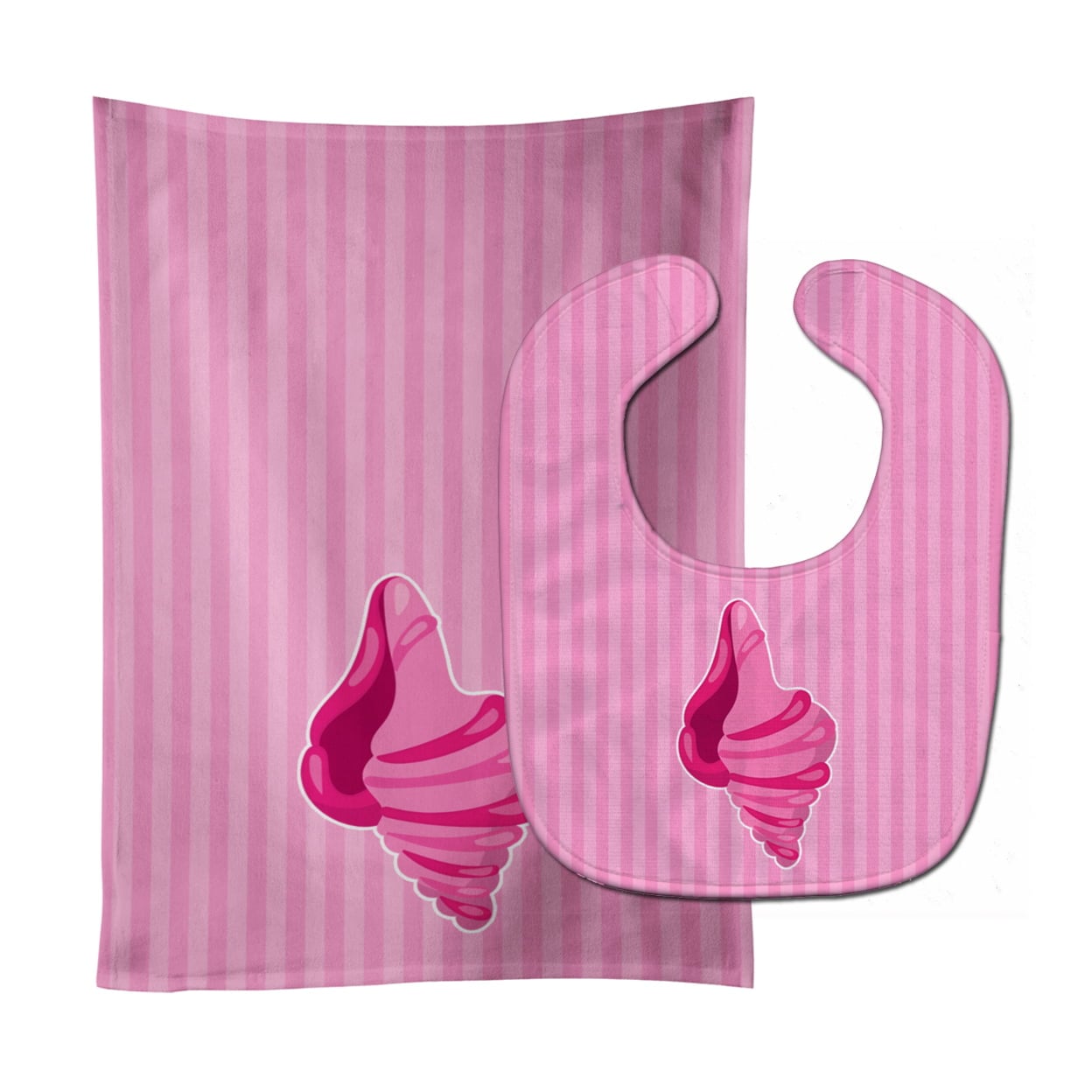 Beach Shell Pink Baby Bib & Burp Cloth