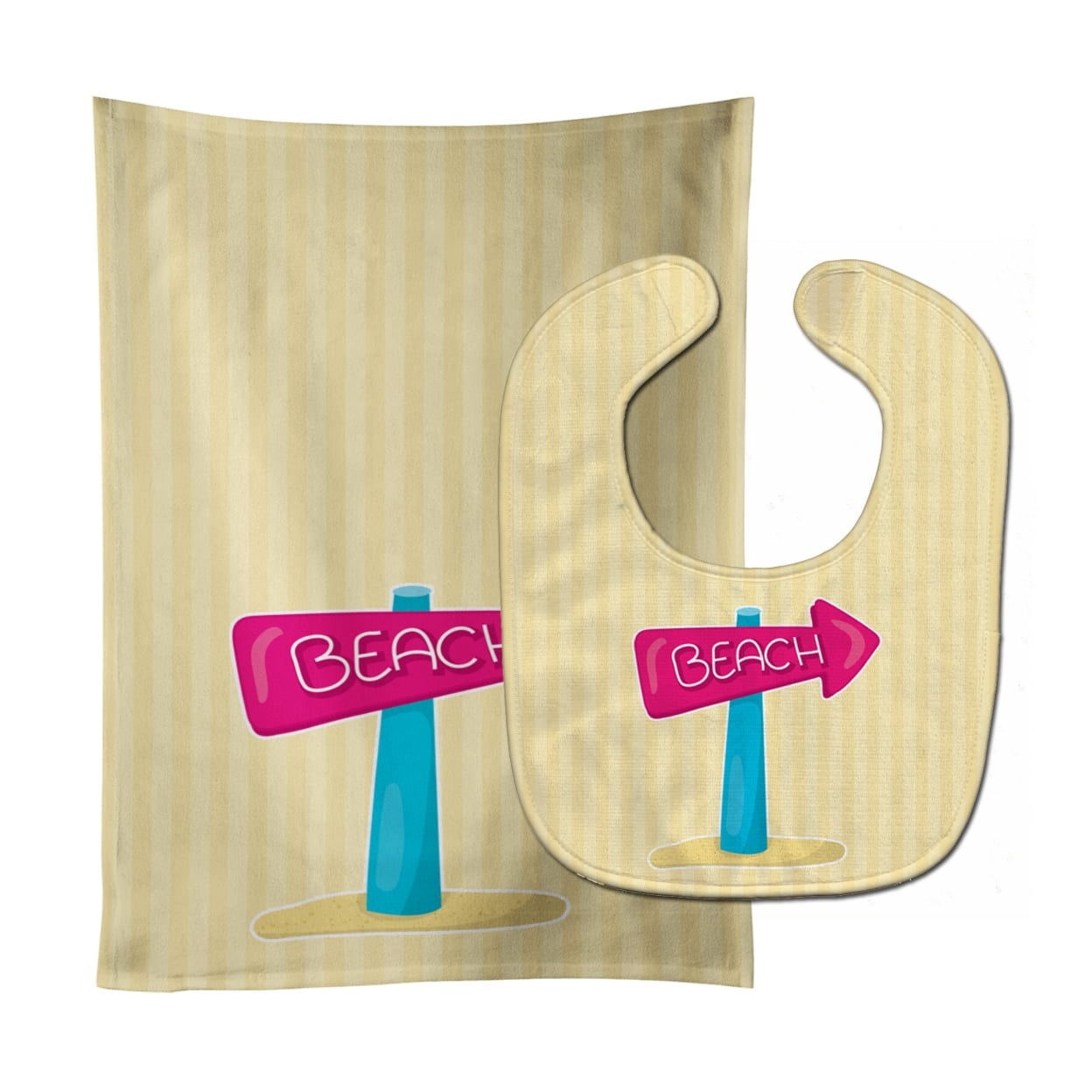 BB9080STBU Beach Sign Baby Bib & Burp Cloth